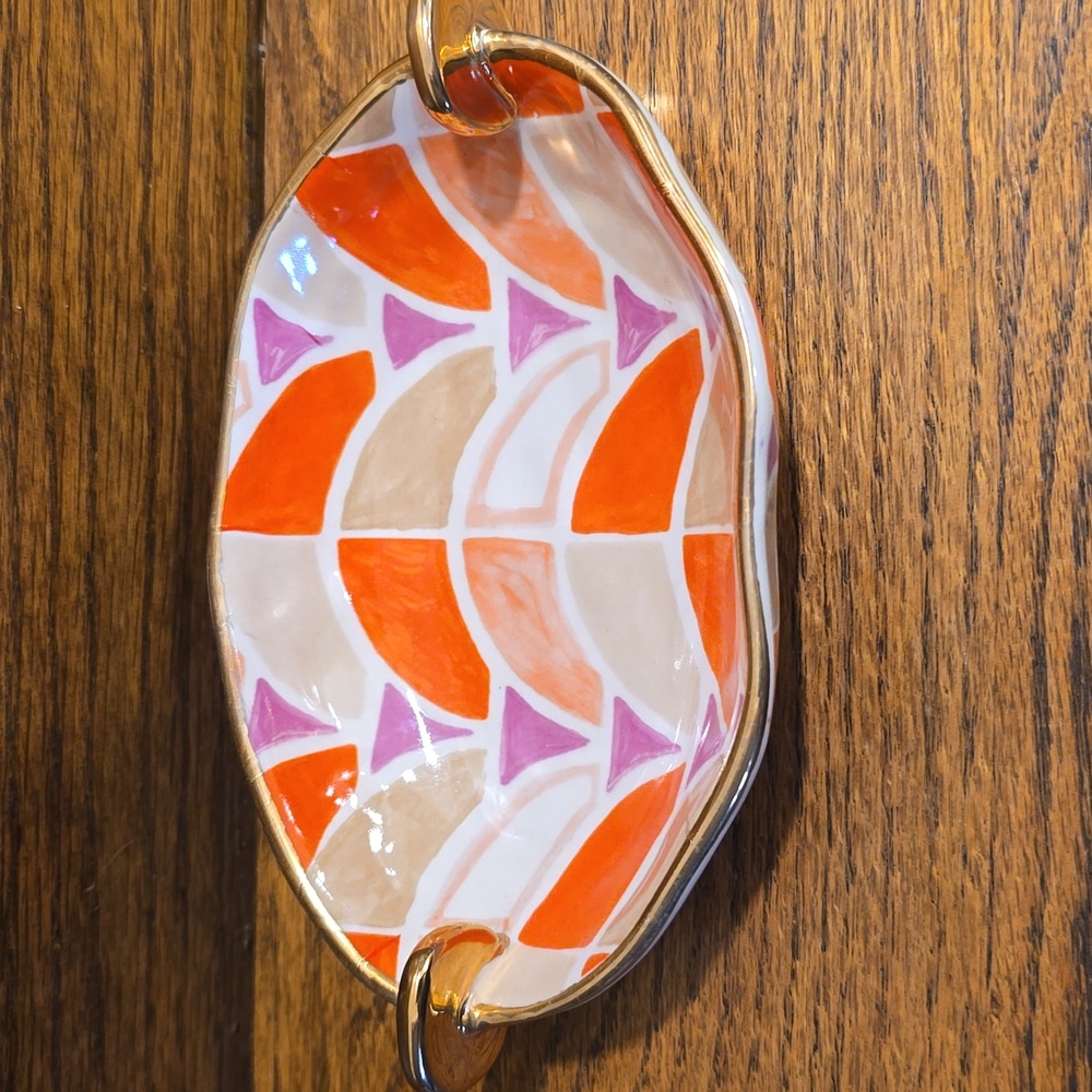 Anthropologie Multicolor Ceramic Dish with Gold Accents